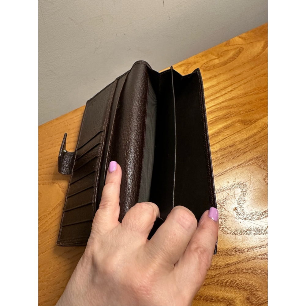 Gucci Brown Beige Canvas Long Flap Wallet - Picture 11 of 12